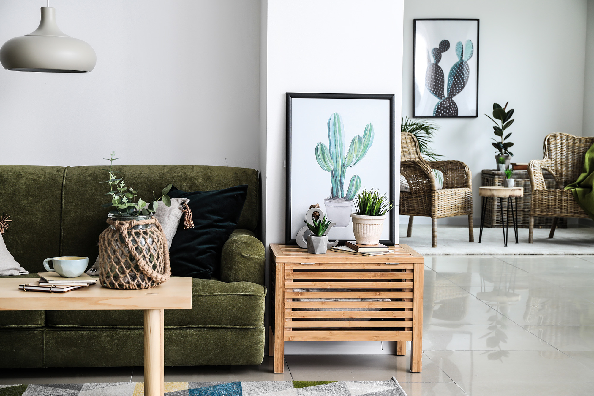 Stylish interior of modern studio apartment